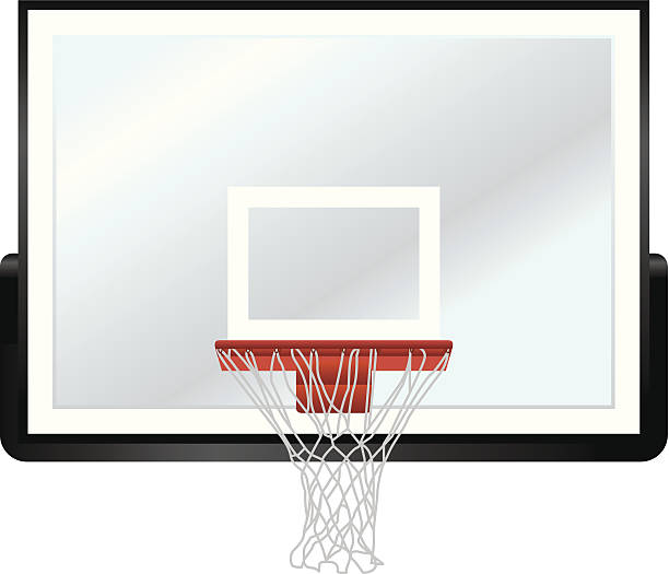 Basketball Rim and Backboard A vector illustration of a basketball hoop and glass backboard. basketball hoop stock illustrations