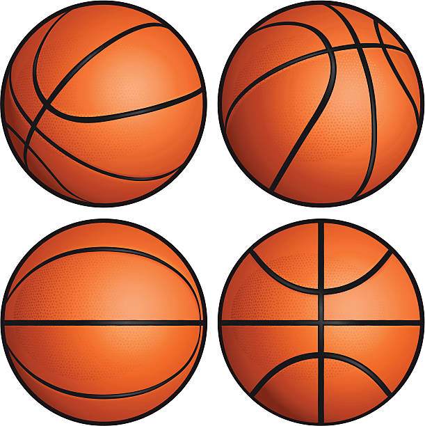 Basketball Set Multiple illustrated views of a basketball. Download includes EPS file and hi-res jpeg. basketball stock illustrations