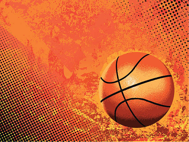 Basketball vector on orange background vector art illustration