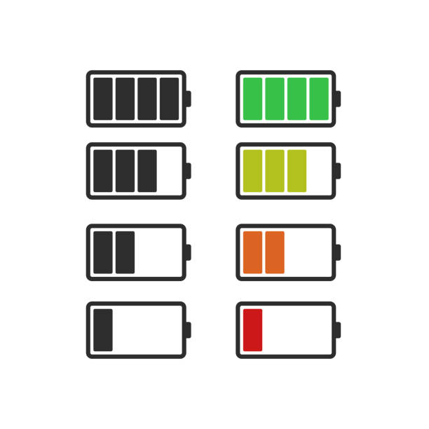 Batery icon, vector flat design Batery icon, vector flat design battery stock illustrations