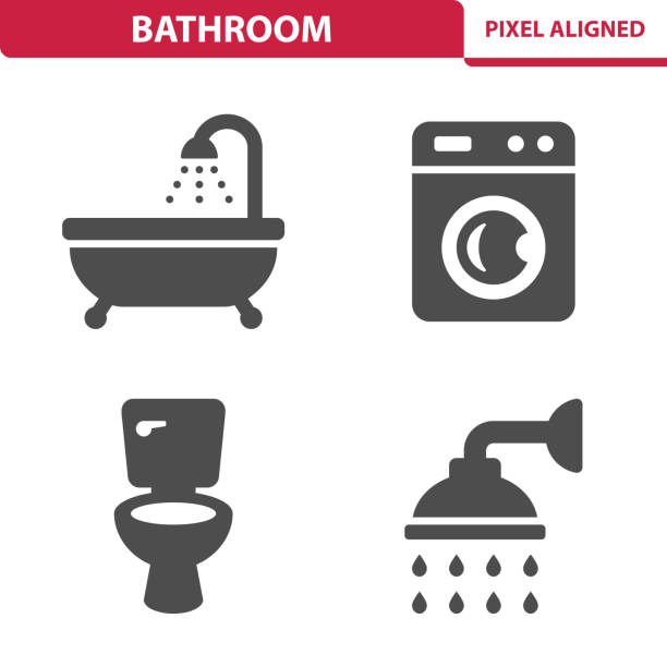 badezimmer-symbole - bathroom stock-grafiken, -clipart, -cartoons und -symbole