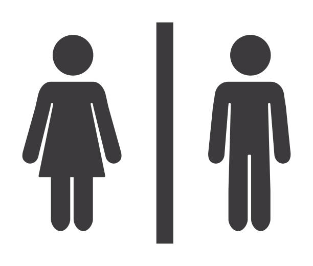Bathroom Mixed Gender Icon Vector of Bathroom Mixed Gender Icon stick figure stock illustrations