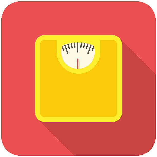 Bathroom scale icon Bathroom scale, modern flat icon with long shadow dieting illustrations stock illustrations