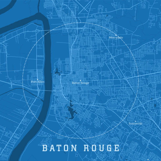 Baton Rouge LA City Vector Road Map Blue Text vector art illustration