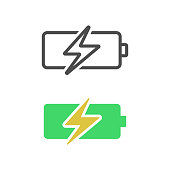 istock Battery Charging Icon Flat Design. 1255060399