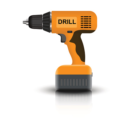 Battery drill isolated on white background. Vector illustration.