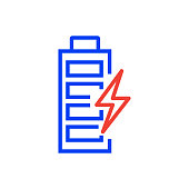 Battery Power Vector Line Icon - Editable Stroke, Simple Line Symbol, Premium Quality Design Element.