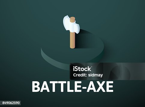 istock Battle-Axe isometric icon, isolated on color background 849062590