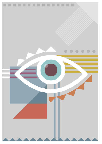 Bauhaus eye pale illustration A Bauhaus themed background illustration featuring a prominent eye. eye patterns stock illustrations