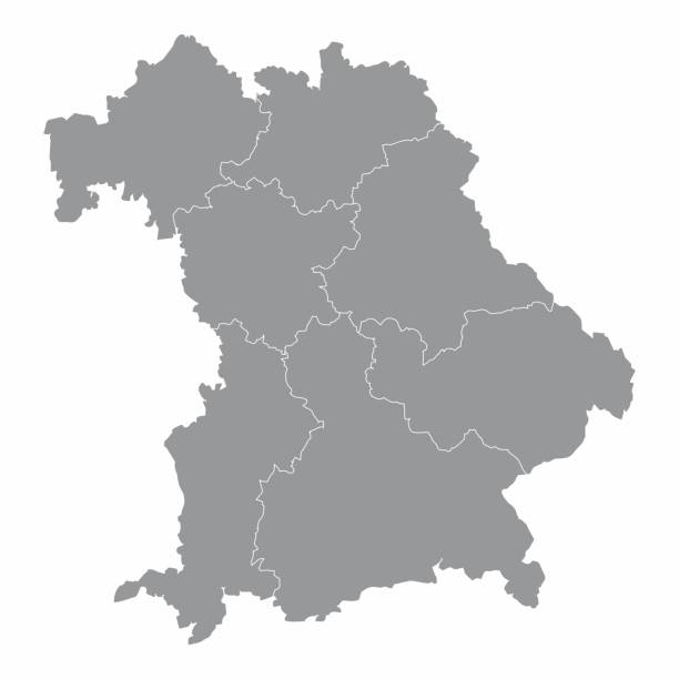 Bavaria regions map The Bavaria isolated map divided in regions, Germany bavaria stock illustrations