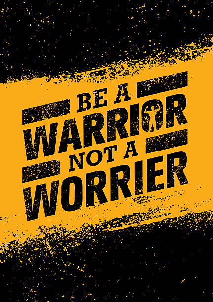 Be A Warrior Not A Worrier. Workout Gym Motivation Quote Workout and Fitness Motivation Quote With Speech Bubble. Sport Training Creative Vector Typography Grunge Poster Concept On Rough Stained Background gym quotes stock illustrations