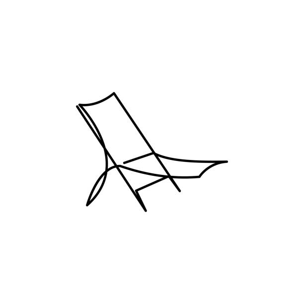 beach chair one line icon on white background beach chair one line icon on white background. Signs and symbols can be used for web, logo, mobile app, UI, UX bed furniture patterns stock illustrations
