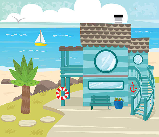 Beach House Illustrations, RoyaltyFree Vector Graphics