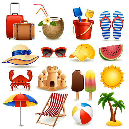 Beach Icon Set Stock Illustration - Download Image Now - iStock