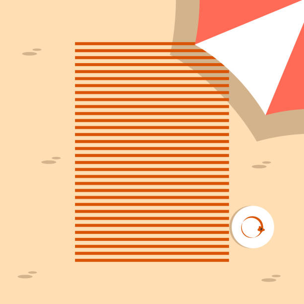 ilustrações de stock, clip art, desenhos animados e ícones de beach, sand, karemat, umbrella, sun. vector blank banner - beach towel