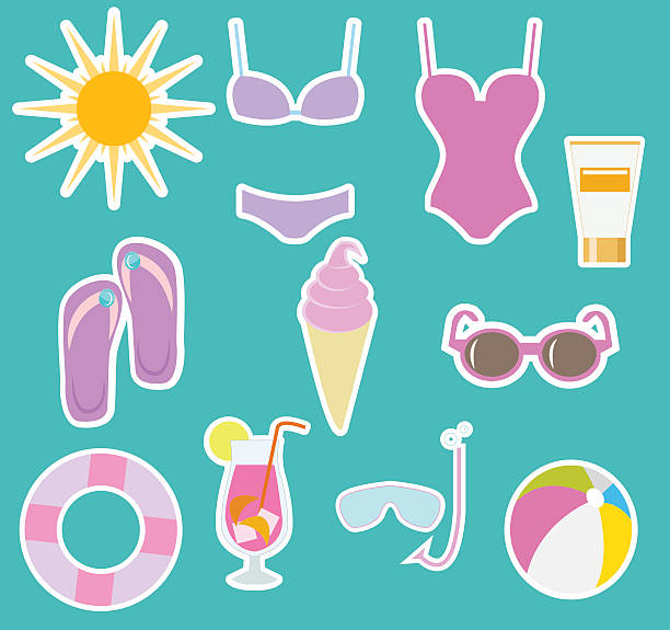 stockillustraties, clipart, cartoons en iconen met beach set - barbie