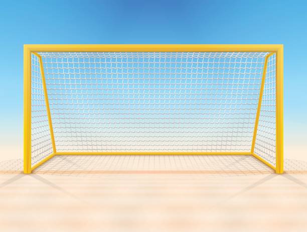 ilustrações de stock, clip art, desenhos animados e ícones de beach soccer goal post with net, front view - futebol de praia