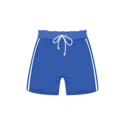 Swimming trunks on white background, cartoon illustration of beach accessories for summer holidays. Vector