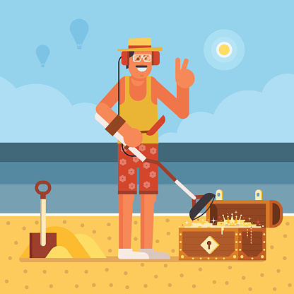 Beach Treasure Hunter with Metal Detector