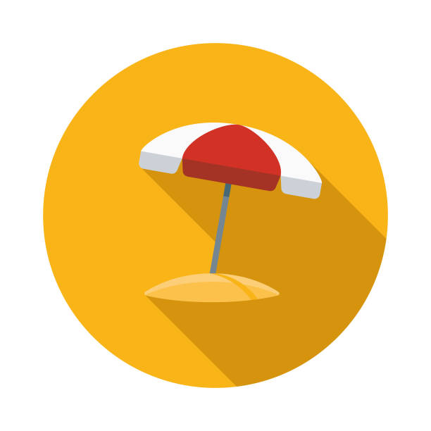 Beach Umbrella Brazil Icon A flat design icon with a long shadow. File is built in the CMYK color space for optimal printing. Color swatches are global so it’s easy to change colors across the document. beach umbrella stock illustrations