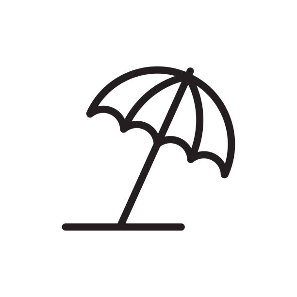 illustrazioni stock, clip art, cartoni animati e icone di tendenza di icona dell'ombrellone in un design piatto alla moda - ombrellone