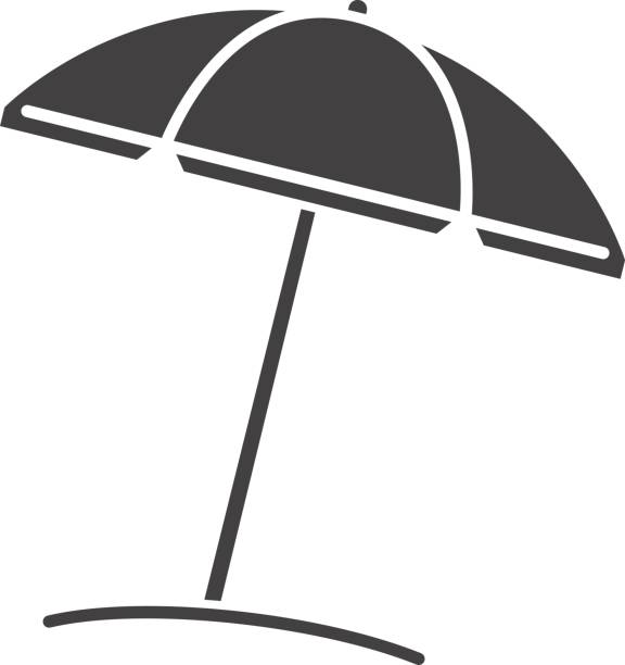 illustrations, cliparts, dessins animés et icônes de icône parasol de plage - parasol