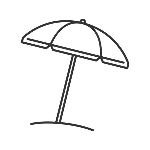 illustrations, cliparts, dessins animés et icônes de icône parasol de plage - parasol