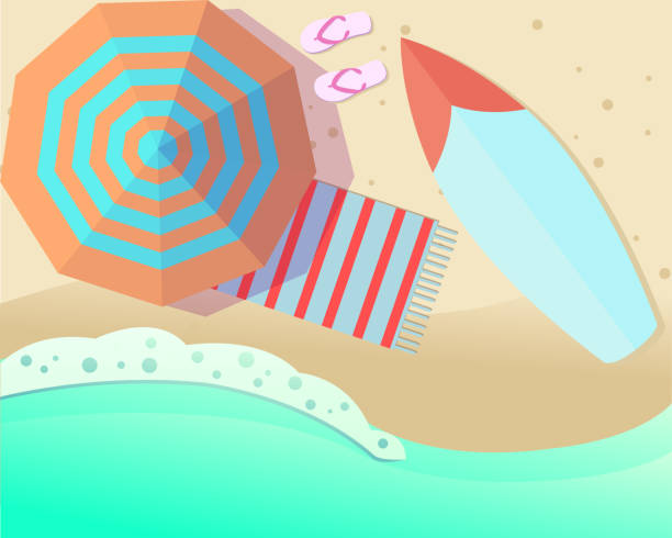 ilustrações de stock, clip art, desenhos animados e ícones de beach umbrella - beach towel