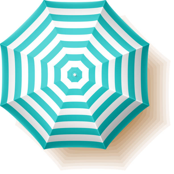 Beach umbrella Beach umbrella, top view. Vector illustration with transparent effect, eps 10. beach umbrella stock illustrations