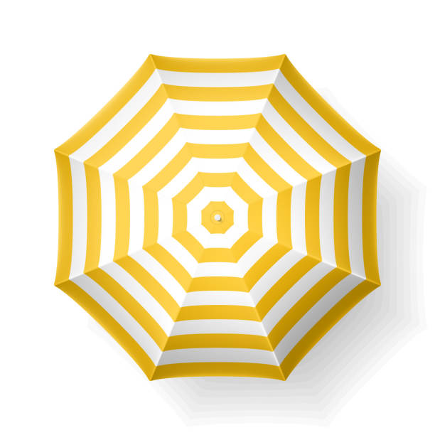 Beach umbrella Beach umbrella, top view.  Vector illustration with transparent effect, eps10. high angle view stock illustrations