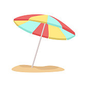 istock Beach umbrella. Vector illustration. Decorative cute element. Summer. 1316649315