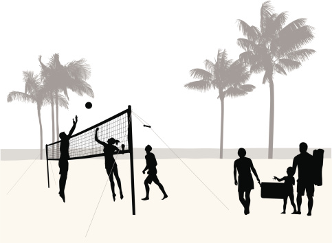 Beach Volleyball Vector Silhouette Stock Illustration - Download Image ...