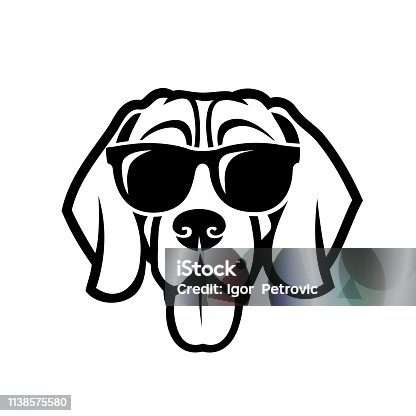 istock Beagle dog wearing sunglasses - isolated outlined vector illustration 1138575580