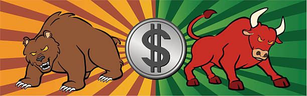 ilustraciones, imágenes clip art, dibujos animados e iconos de stock de bear y bull stock market - nyse