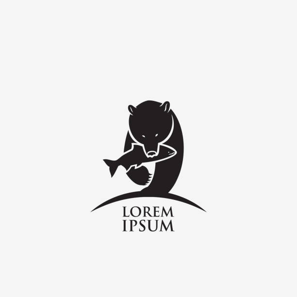 ilustraciones, imágenes clip art, dibujos animados e iconos de stock de oso con la ilustración de vector de pescado capturado - alaska