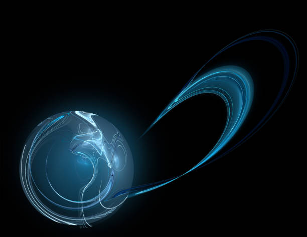 красивая абстрактная голубая фрактальная планета на изолированном фоне - sparks stock illustrations