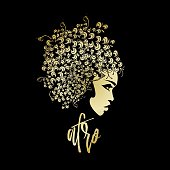 Beauty and hair salon vector illustration in Afro style