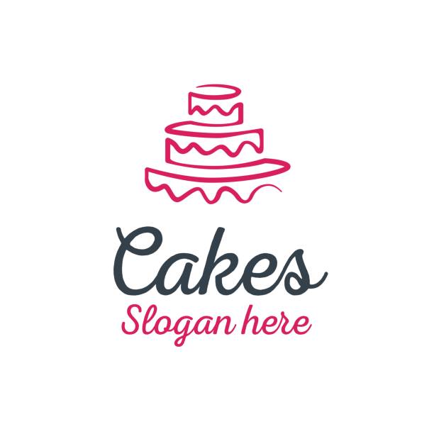 script metin ile güzel ve minimalist pasta hattı sanat logosu tasarımı - cake stock illustrations