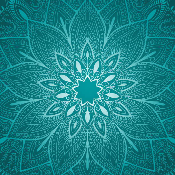 beautiful blue mandala floral background beautiful blue mandala floral background. vector illustration asian yoga pants stock illustrations