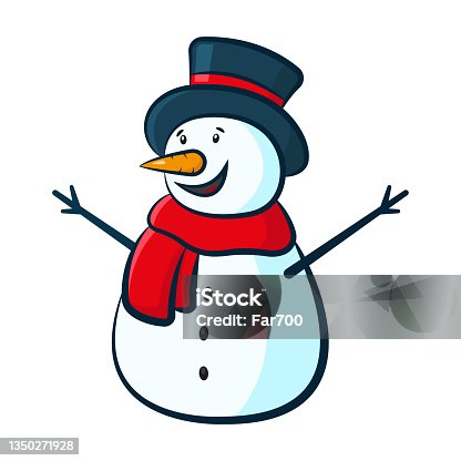 istock Beautiful cute snowman in hat and scarf icon. Cartoon character. Front and side views. Vector flat graphic hand drawn illustration. The isolated object on a white background. Isolate. 1350271928