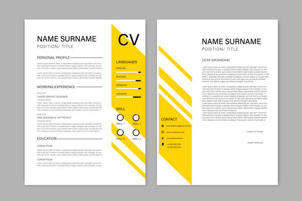 Beautiful CV / Resume template - vector minimalist - color resume cv template Beautiful CV / Resume template - vector minimalist - color resume cv template resume template stock illustrations