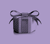 Engraving illustration of a Beautiful small gift box
