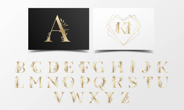 Beautiful golden alphabet collection vector art illustration