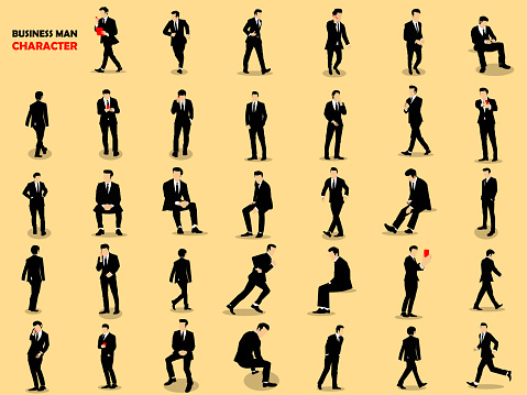 beautiful graphic design of set of businessman character