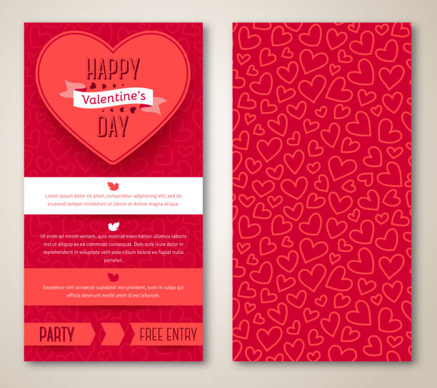 Beautiful greeting cards with heart pattern vector art illustration
