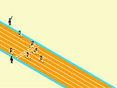 beautiful isometric design of  athletics on running track with copy space
