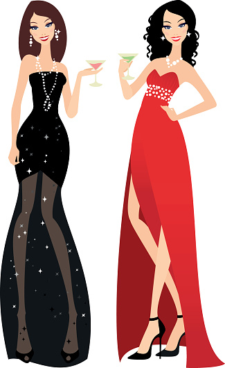 Beautiful Ladies In Evening Gowns Stock Illustration - Download Image ...
