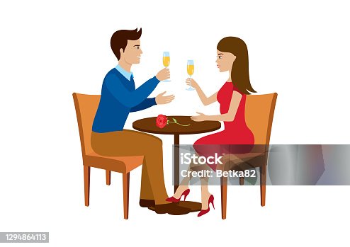 istock Beautiful loving couple toasting with champagne icon vector 1294864113