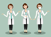 Beautiful Medical Doctor Character Set stock vector illustration