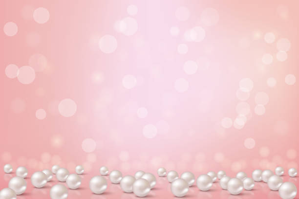Beautiful pink background with pearls.Vector romantic illustration.  pink pearl stock illustrations